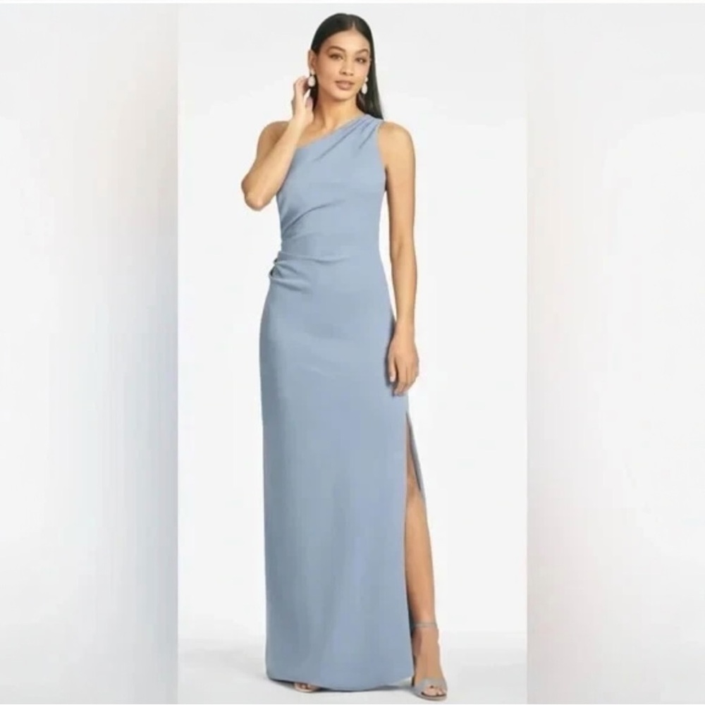 NWT | SACHIN & BABI CECE GOWN SLATE BLUE MAXI FULL LENGTH ONE SHOULDER VAR SIZES
